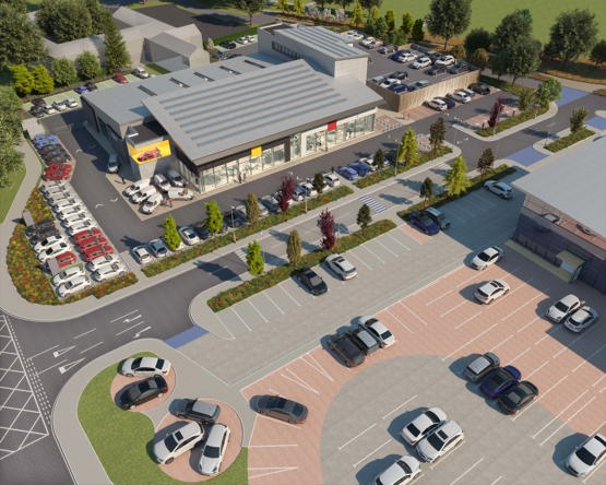 An overview of Hendy Group's planned car dealership on St George's Way, Eastleigh