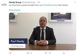 Hendy Group chief executive, Paul Hendy, takes to Twitter to reassure customers about the business's efforts to mitigate the impact of the coronavirus outbreak