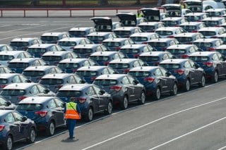 New cars in dock