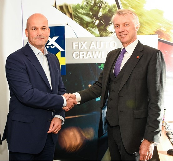 Ian Pugh (left) of Fix Auto UK, with Nick Caunter, managing director of the Crawley Down Group.