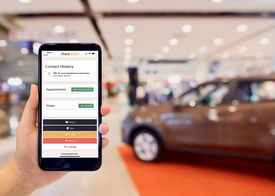 The iTrackLeads customer enquiry management app in action