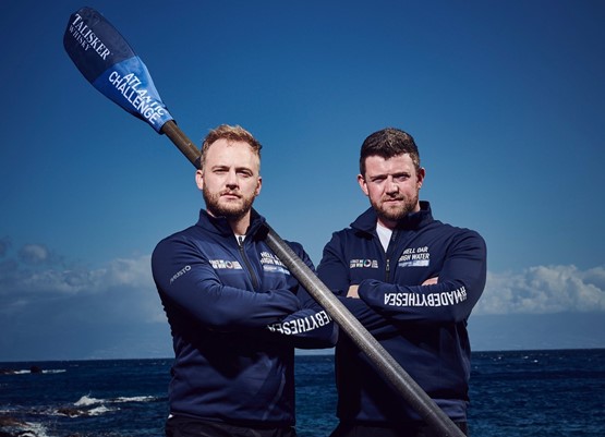 Talisker Whisky Atlantic Challenge competitors Chris Nicholl (left) and James Tordoff, manager of Vauxhall Bradford