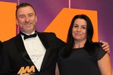 Jeff Aynsley, general manager,  Infiniti Newcastle, collects the award from Le Etta Pearce,  group sales director, Auto Trader, right