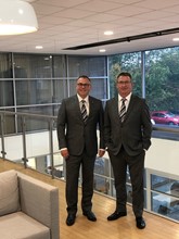 Keith Brock (left) with Chris Wiseman (right) at Wessex Garages