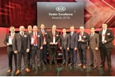 Kia's winners receive their awards from president Song, Kia Motors Europe, and Paul Philpott, chief executive and president, Kia Motors (UK) Limited. 