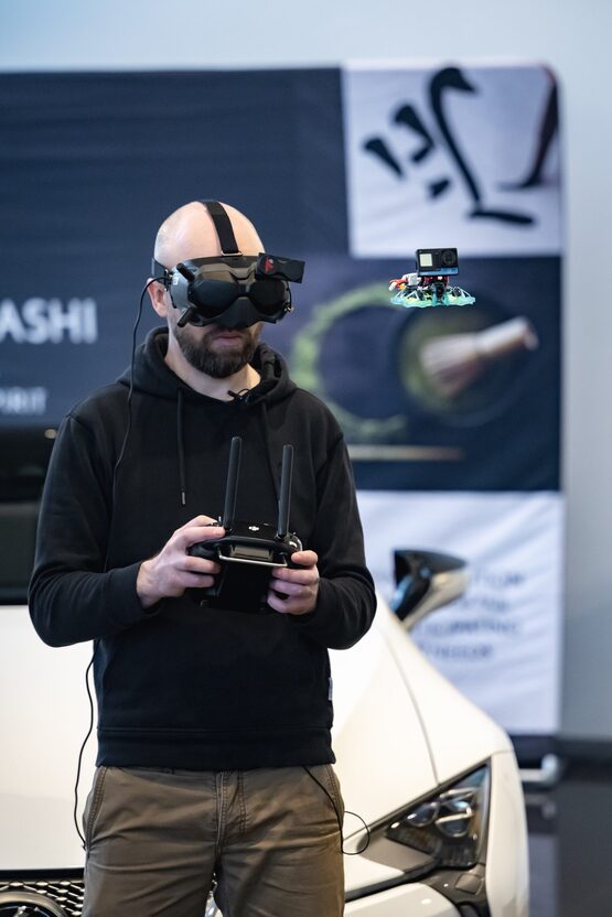 Drone pilot Lee Butcher at Snows Motor Group's Lexus Hedge End car dealership