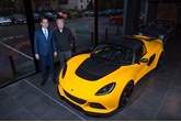 Lotus CEO Jean-Marc Gales (left) with Hexagon chairman Paul Michaels at the opening of Hexagon’s new Lotus showroom  