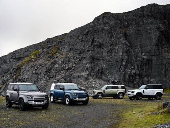 The new Land Rover Defender family, including 90, 110 and Hard Top commercial vehicle derivatives