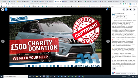 Luscombe Motors' charity donation post on Facebook