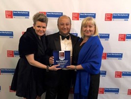 Great Places to Work (from left): Katie Williams, Marshall Motor Holdings' HR program manager; Daksh Gupta, chief executive; and Helen Burrows, HR director