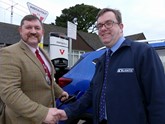 Mayor Dermot McGeough with Tim Blight from Blights Motors 
