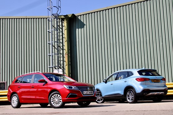 The new MG5 EV estate car and MG HS plug-in hybrid