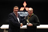 Park’s Motor Group technician Alan Williamson receives his Master Technician of the Year 2019 award from Richard Weller, director of aftersales, Mitsubishi Motors in the UK
