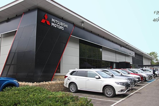 Mitsubishi's new Visual Identity showroom style includes a 'dynamic slope' accent on the exterior