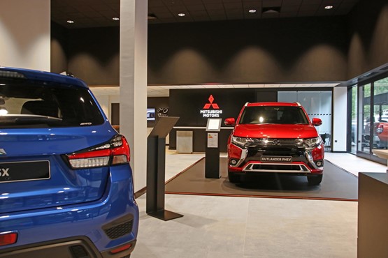 Mitsubishi's new Visual Identity car showroom style is clean and uncluttered