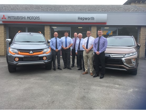 Hepworth Motor Group Mitsubish open for business in 2018 (left to right): Brett Dawson,                    Mitsubishi area sales manager; Mark Brook, Hepworth Mitsubishi sales director; Neil Proctor, Hepworth Mitsubishi sales controller; Adrian Callaghan, Mitsubishi aftersales manager; Steve Brighton, Hepworth Motor Group managing director; Paul Walsh, Hepworth Mitsubishi aftersales Director