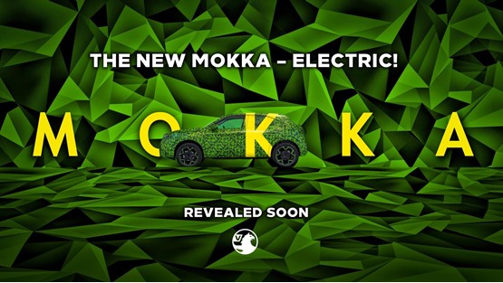 The teaser image for the forthcoming electrified Mokka crossover