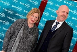 Expansion announcement: Welsh government Economy Minister Edwina Hart with MotoNovo Finance CEO Mark Standish