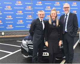 Motorpoint sponsorship (from left): Danny Lennon, manager, Clyde FC; Victoria McLeod, customer services supervisor, Motorpoint Glasgow; and Michael McMullen, sales manager, Motorpoint Glasgow