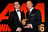 Nathan Tomlinson, managing director, Devonshire Motors (right), collects the award from Nathan Cooper, commercial and business development manager, EMaC