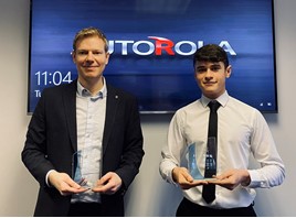 Neil Frost, group operations director at Autorola UK and apprentice Billy Lloyd
