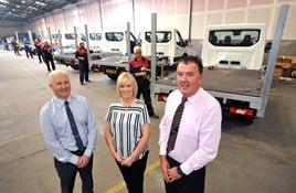 Bodyshop manager Tony Hallimond (right) pictured with Craig Brown, commercial vehicle coachworks manager and Melanie Raine, administrator at Nesmo Truck Bodies 