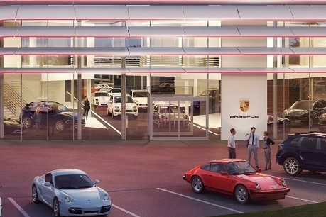 The new Porsche showroom CI makes extensive use of glazing and feature cars in windows