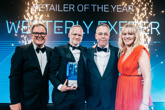 Alan Carr and Edith Bowman present Westerly Exeter with the BMW Retailer of the Year award