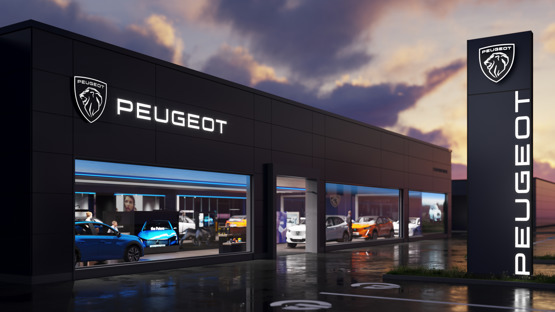 Peugeot's new logo and car dealership corporate identity (CI)