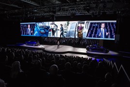 Peugeot UK managing director, David Peel, on stage at the brand's annual dealer conference in Birmingham