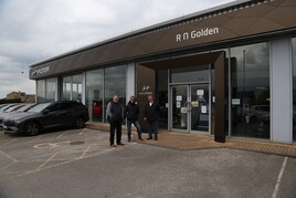 From left: Rainworth Motor Group joint MDs Jon Atherton and Simon Beckett with former RN Golden managing director Matt Golden