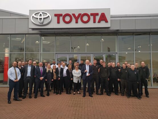 Ron Brooks Grimsby celebrates its Toyota Ichiban award win