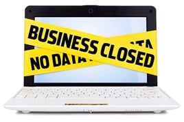 GDPR business closed tape across a laptop screen