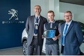 Mark Godson, aftetrsales learning & development manager, The Performance Academy, PSA Group, Kris Collinson and Paul Wiffen, service  manager at Simon Bailes Peugeot