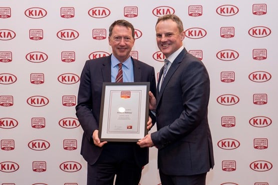 Stoneacre operations director Shaun Brookhouse and Simon Hetherington, Kia Motor UK commercial director