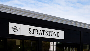 Signage at Pendragon's redeveloped BMW and Mini Stratstone showroom in Derby