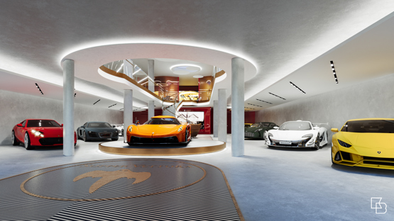 CGI renderings of SuperVettura's planned Koenigsegg showroom in Sunningdale, Berkshire