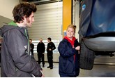 TrustFord panel beater Chelsea Riddle gets some advice from TT racer and TV presenter Guy Martin