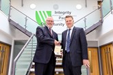 David Jewell receives a parting gift from Vertu Motors CEO Robert Forrester
