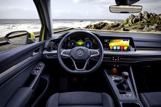 The Volkswagen Golf 8 interior dispenses with many buttons in favour of digital displays