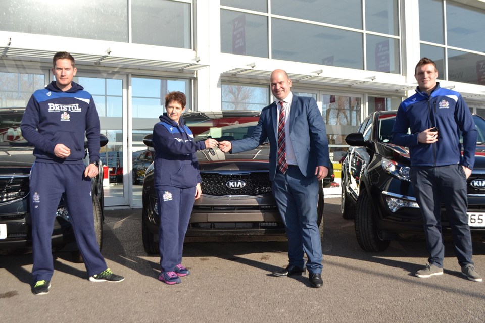 Top sports (From left to right): Bristol Rugby Physiotherapist Eoin Power, Dr Harriet Collins, Tom Wherlock, and Bristol Rugby player Jack O’Connell.