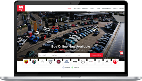 Wilsons new ecommerce car retail website's homepage