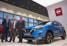 WR Davies Nissan Stafford grand opening (left to right): Nissan Motor (GB) managing director, Alex Smith alongside dealer principal Alan Poole and WR Davies group owner Jonathan Davies